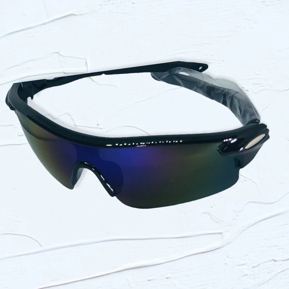 Black & Blue Mirrored Sport Sunglasses UV400